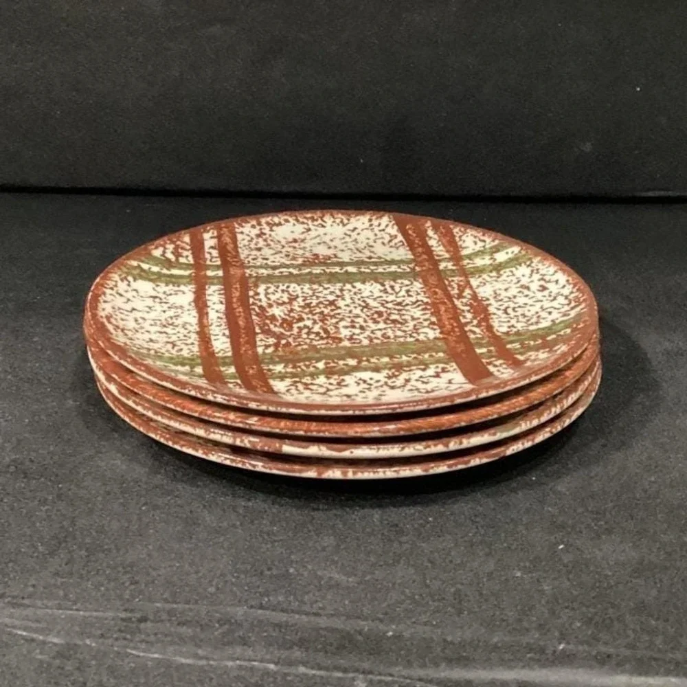 Blue Ridge Pottery Rustic Plaid Skyline Saucer, Set of 4 Replacement Dinnereware